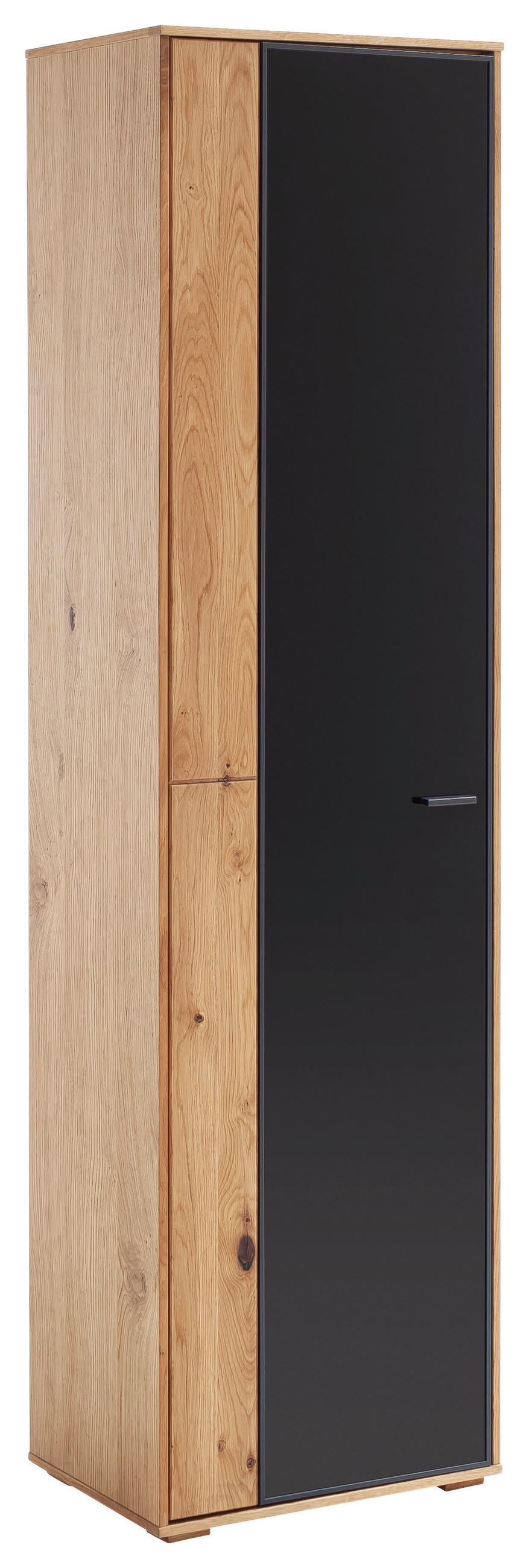 VITRIN furnérozott, tömör gerenda tölgy antracit, tölgyfa színű  - tölgyfa színű/antracit, Natur, faalapú anyag/Üveg (52/190/37cm) - Linea Natura