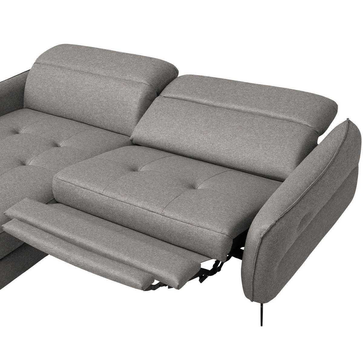 ECKSOFA Flachgewebe Greige  - Greige/Schwarz, Design, Textil/Metall (175/246cm) - Celina