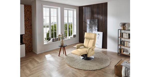 RELAXSESSEL in Leder Beige - Edelstahlfarben/Beige, Design, Leder/Metall (78/112/85cm) - Cantus