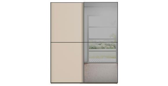 SCHWEBETÜRENSCHRANK 181/223/68 cm 2-türig Schwarz, Champagner - Champagner/Schwarz, KONVENTIONELL, Glas/Holzwerkstoff (181/223/68cm) - Novel