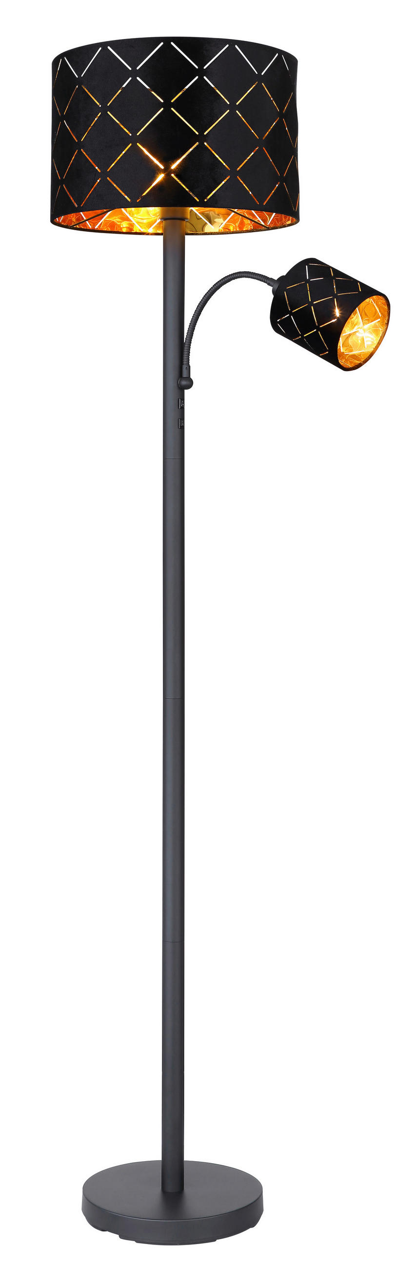 STEHLEUCHTE 35/162 cm    - Schwarz, Basics, Textil/Metall (35/162cm) - Globo