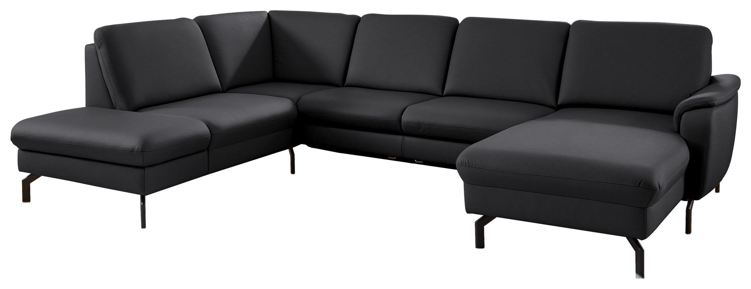 WOHNLANDSCHAFT Beldomo premium in Echtleder Anthrazit  - Anthrazit/Schwarz, KONVENTIONELL, Leder/Metall (224/306/168cm) - Beldomo Premium