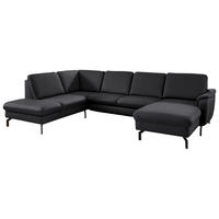 WOHNLANDSCHAFT Beldomo premium in Echtleder Anthrazit  - Anthrazit/Schwarz, KONVENTIONELL, Leder/Metall (224/306/168cm) - Beldomo Premium