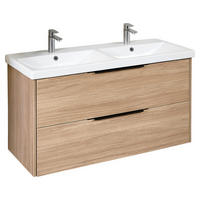 MOSDÓ ALATTI SZEKRÉNY 120/64/46 cm  - tölgyfa színű/fekete, Modern, faalapú anyag/fém (120/64/46cm) - Welnova