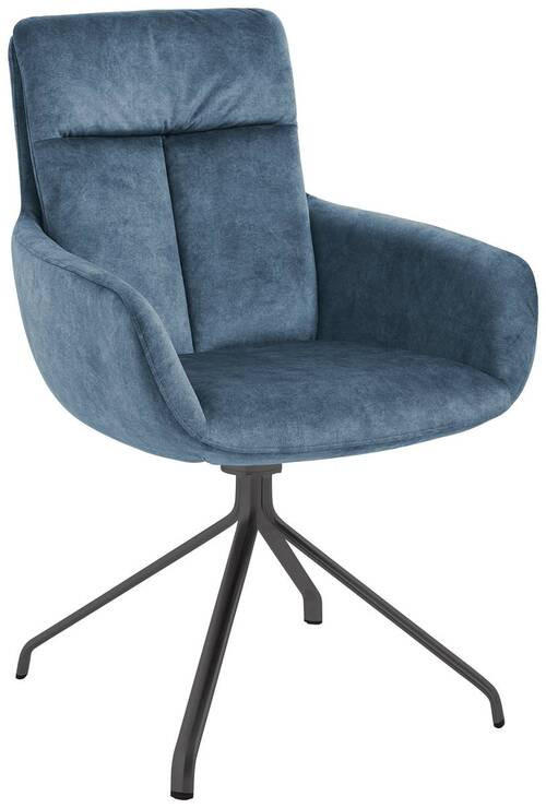 ARMLEHNSTUHL  in Stahl Velours  - Anthrazit/Petrol, Design, Textil/Metall (61/90/64cm) - Venjakob