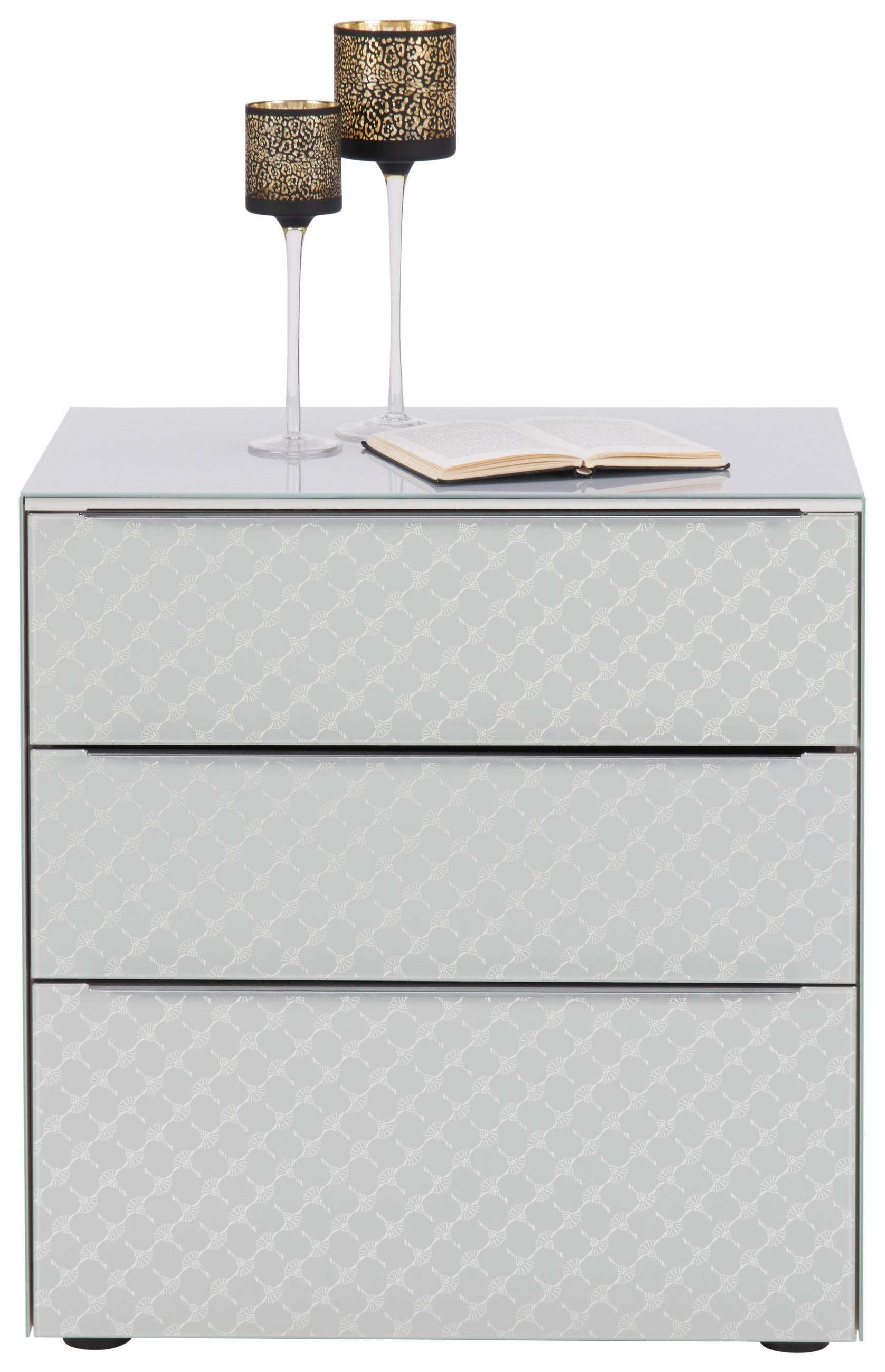 NACHTSCHRANK 58/62,5/40 cm  - Chromfarben/Hellgrau, Design, Glas/Holzwerkstoff (58/62,5/40cm) - Joop!