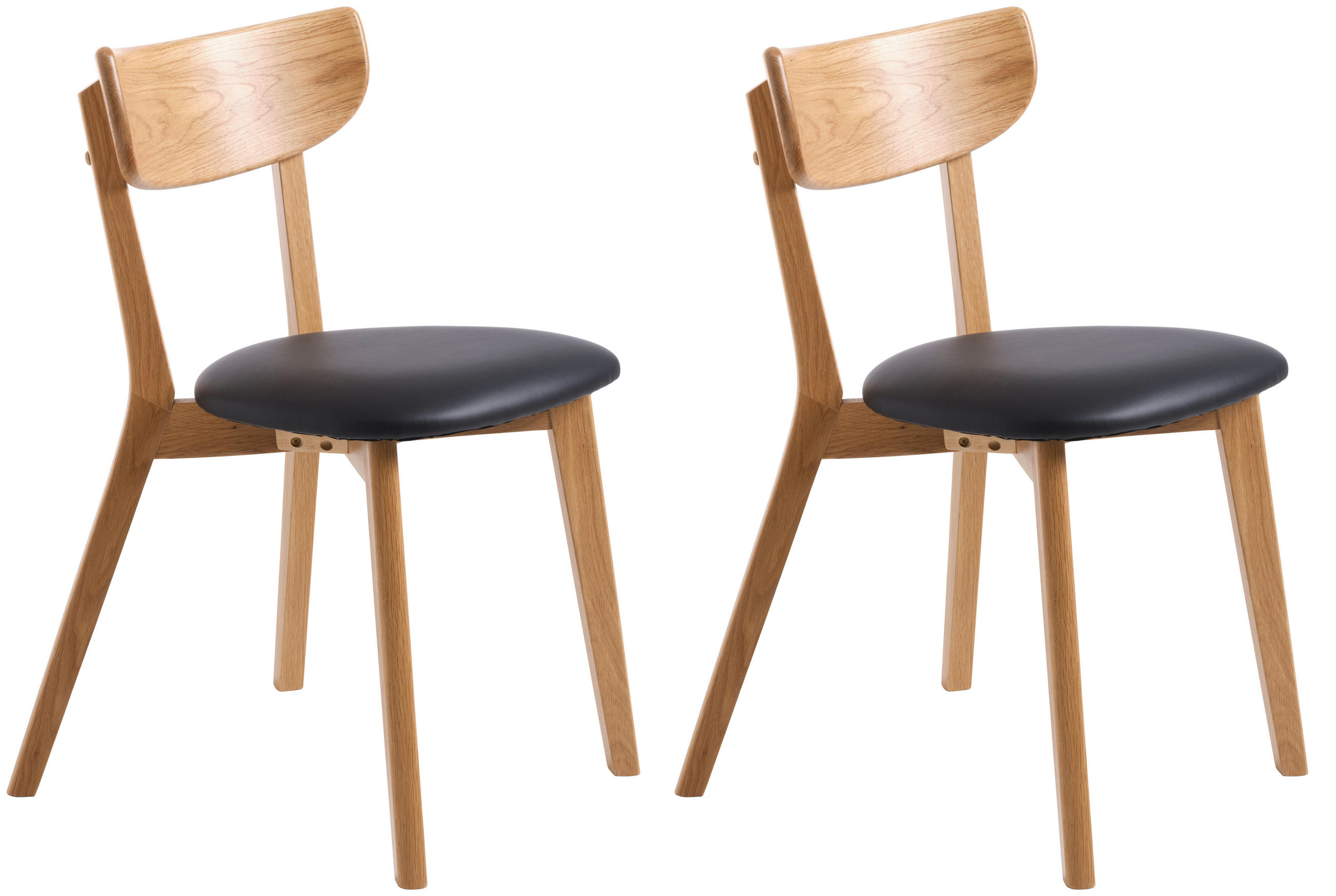 STUHL-SET 2 Stück  in Lederlook  - Eichefarben/Schwarz, MODERN, Holz/Textil (48/81/50cm) - Linea Natura