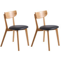 STOLSET 2 styck läderimitation  - svart/ekfärgad, Modern, trä/textil (48/81/50cm) - Livetastic