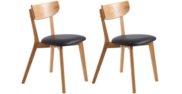 STUHL-SET 2 Stück , Typenauswahl, abwischbar , Lederlook  - Eichefarben/Schwarz, MODERN, Holz/Textil (48/81/50cm) - Linea Natura