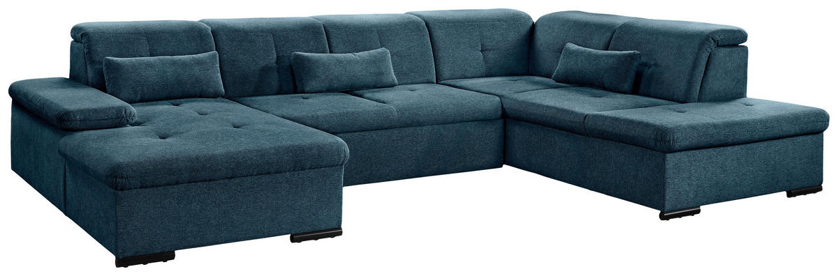 WOHNLANDSCHAFT  in Chenille Dunkelblau  - Dunkelblau/Grau, KONVENTIONELL, Kunststoff/Textil (240/340/188cm) - Carryhome