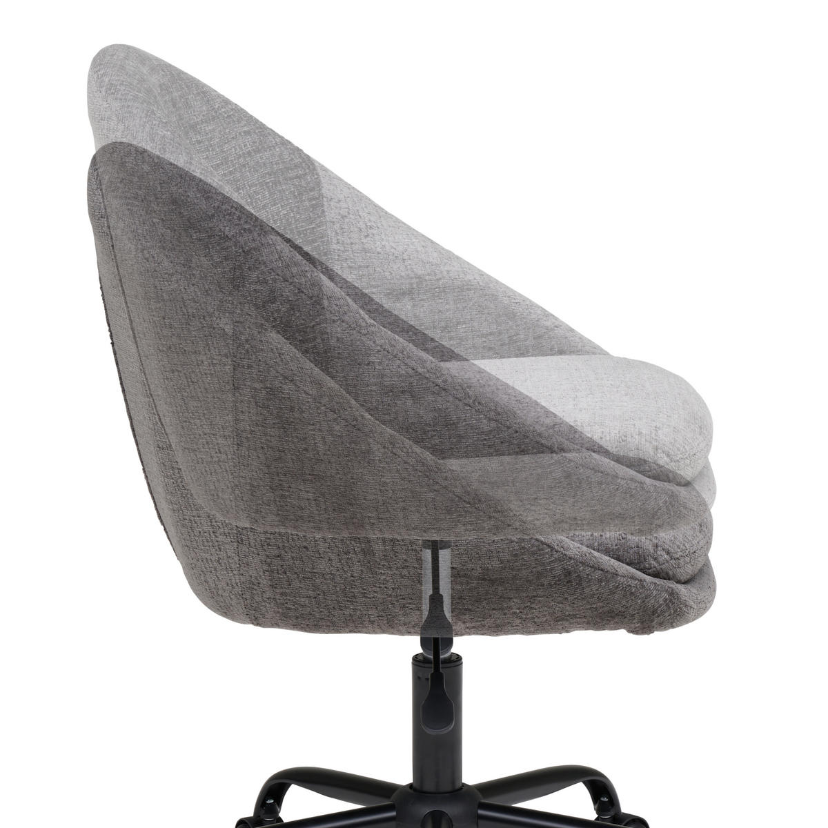 VRTLJIVI STOL kovina, tekstil siva, bela  - siva/črna, Moderno, kovina/umetna masa (62/79/87/61cm) - MID.YOU