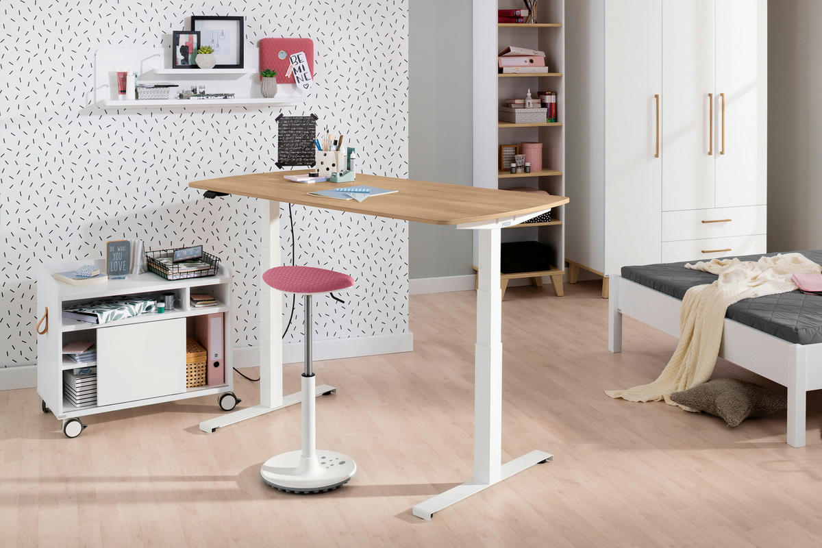 HOCKER gesteppt Weiß, Rosa  - Weiß/Rosa, Design, Kunststoff/Textil (38/52-76,5/27,5cm) - Paidi