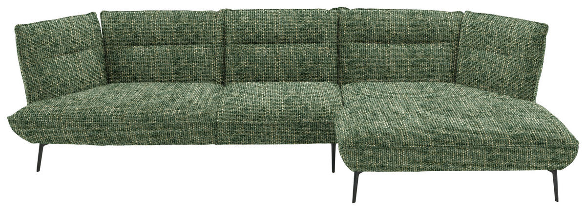 ECKSOFA in Flachgewebe Olivgrün  - Schwarz/Olivgrün, Design, Textil/Metall (339/153cm) - Moderano