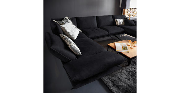 WOHNLANDSCHAFT in Echtleder Anthrazit - Anthrazit/Schwarz, Natur, Leder/Metall (217/359/155cm) - Dieter Knoll