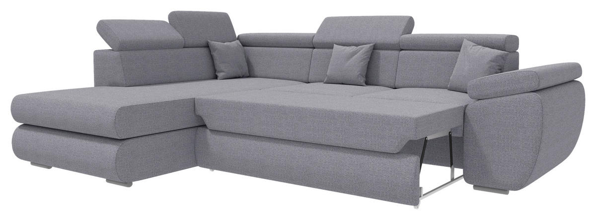 ECKSOFA Dunkelgrau Struktur  - Chromfarben/Dunkelgrau, KONVENTIONELL, Kunststoff/Textil (205/282cm) - Carryhome