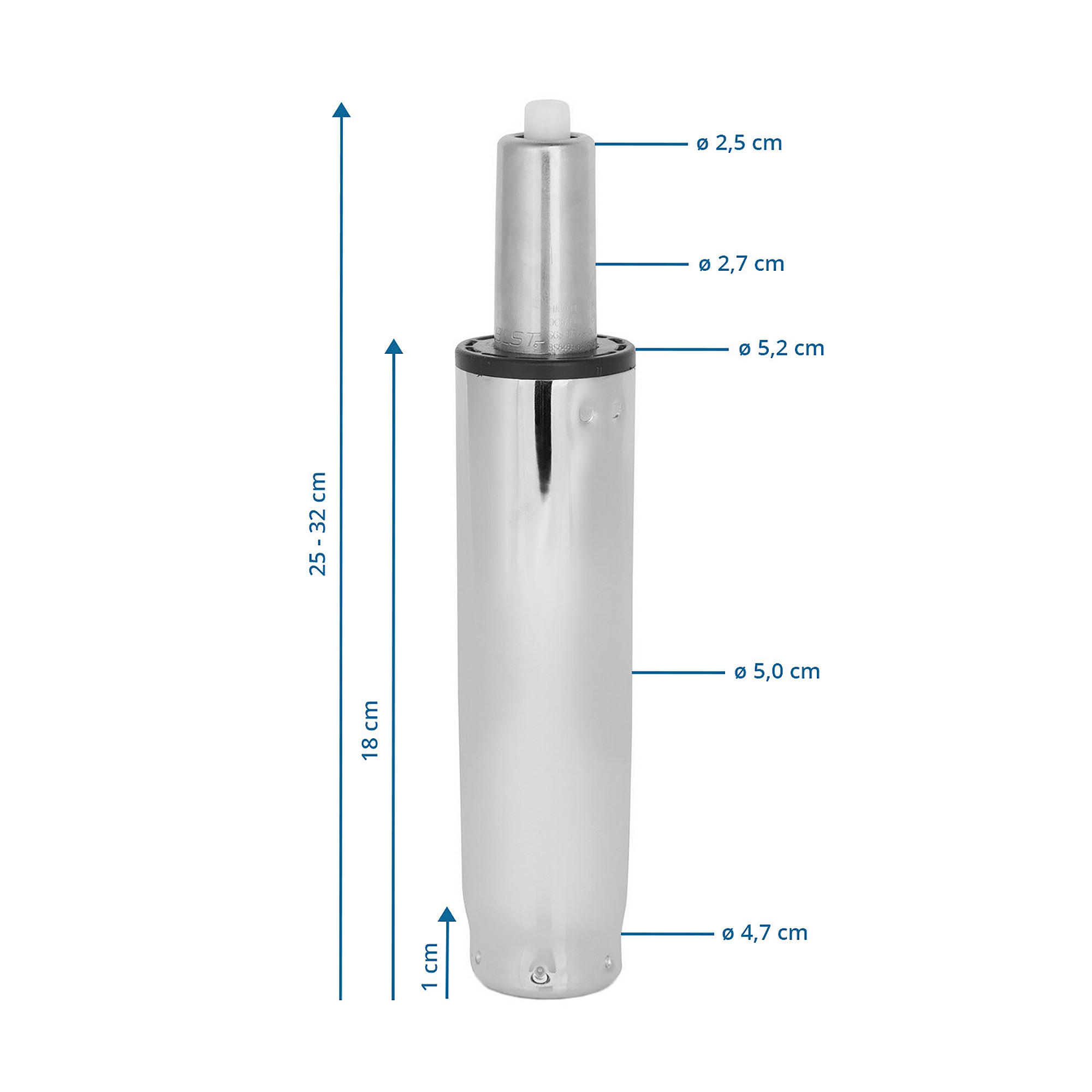 Gasdruckfeder 5,2/25-32/5,2 cm  - Chromfarben, Basics, Metall (5,2/25-32/5,2cm) - MID.YOU