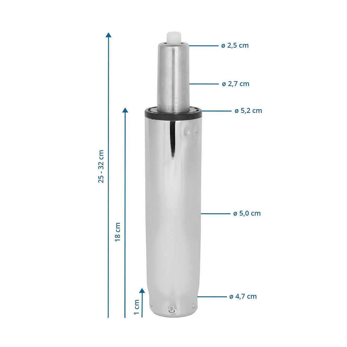 Gasdruckfeder  Chromfarben  - Chromfarben, Basics, Metall (5,2/25-32/5,2cm) - MID.YOU