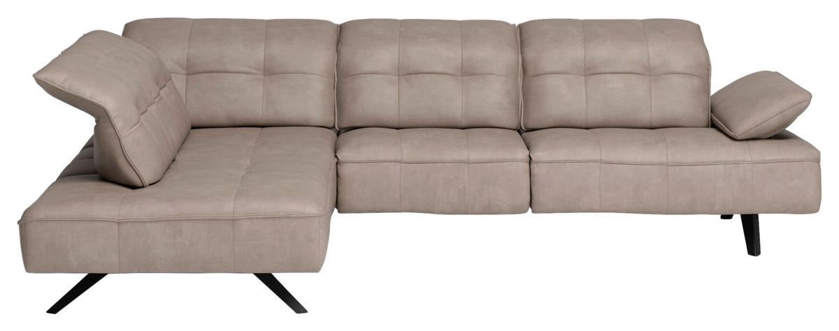 ECKSOFA in Echtleder Graubraun  - Anthrazit/Graubraun, Design, Leder/Metall (229/289cm) - Joop!