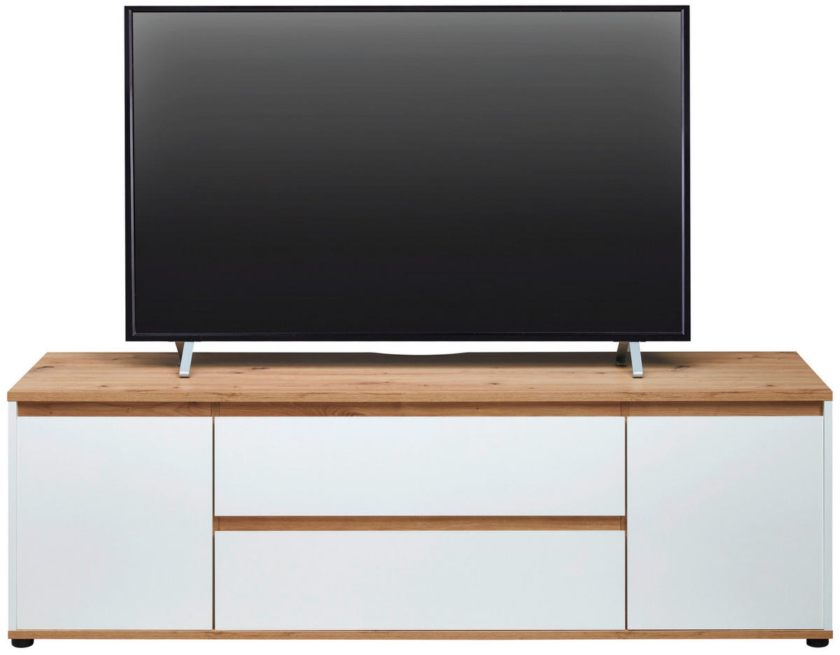 NIZKA OMARICA bela, hrast artisan  - bela/hrast artisan, Moderno, leseni material (160/50/42cm) - Carryhome