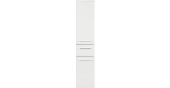 MIDISCHRANK 30/141/33 cm - Chromfarben/Weiß Hochglanz, KONVENTIONELL, Glas/Holzwerkstoff (30/141/33cm) - Xora