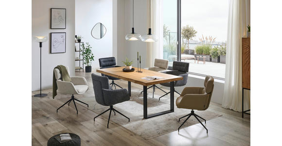 ESSTISCH in Holz 200/100/75 cm  - Eichefarben/Schwarz, Natur, Holz/Metall (200/100/75cm) - Landscape