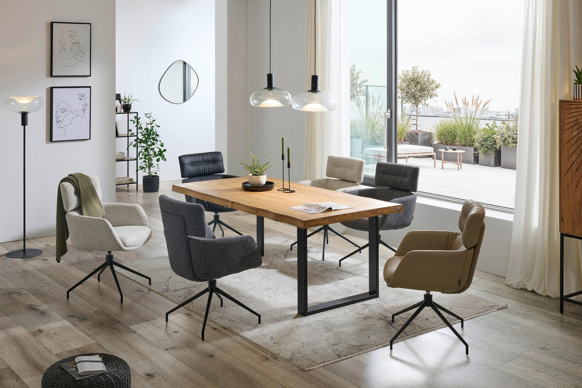 ESSTISCH Holz 200/100/75 cm  - Eichefarben/Schwarz, Natur, Holz/Metall (200/100/75cm) - Landscape