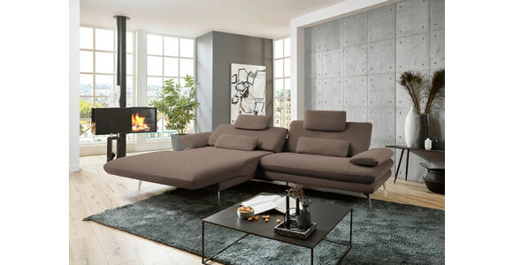 ECKSOFA in Webstoff Braun  - Schwarz/Braun, Design, Textil/Metall (184/284cm) - Dieter Knoll