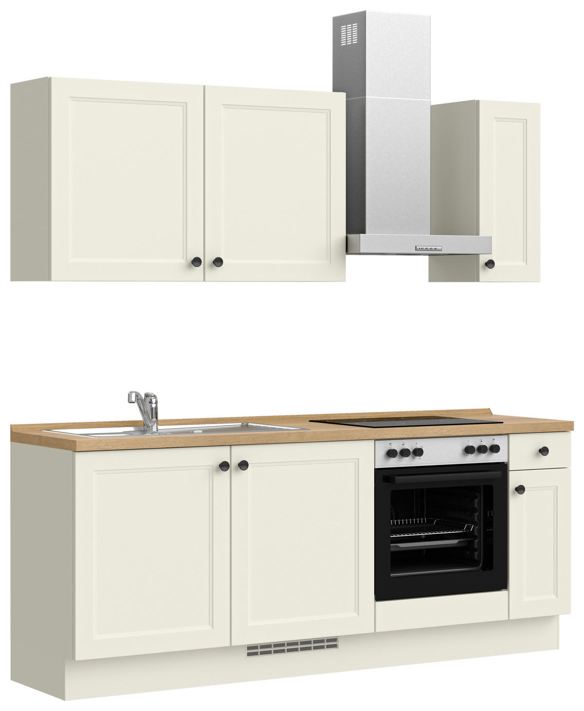 KÜCHENBLOCK 210 cm   in Weiß, Eichefarben  - Eichefarben/Schwarz, MODERN, Holzwerkstoff/Metall (210cm) - Nobilia