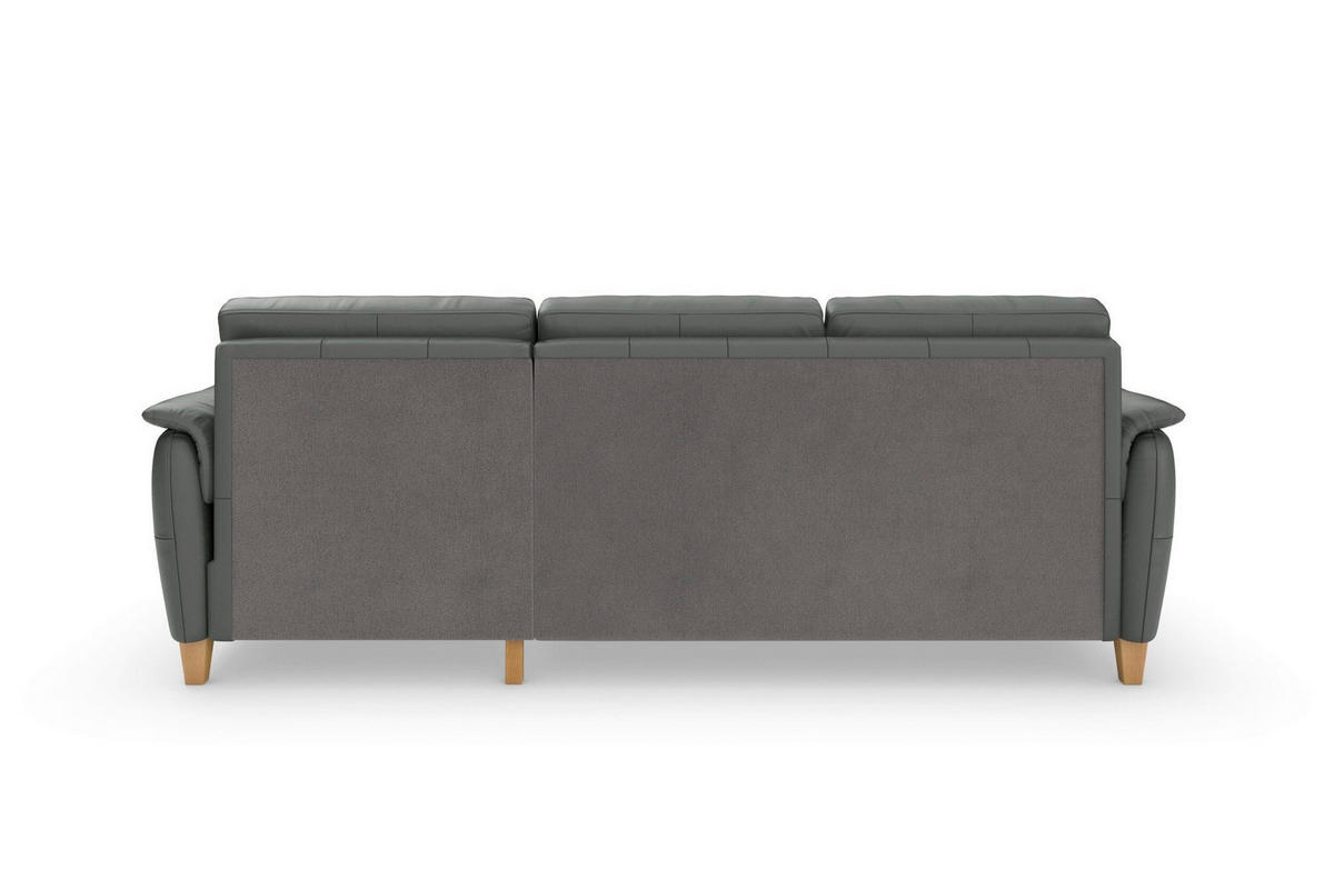 ECKSOFA PALMERA E Anthrazit Echtleder  - Eichefarben/Anthrazit, Basics, Leder/Holz (244/163cm) - Sit & More