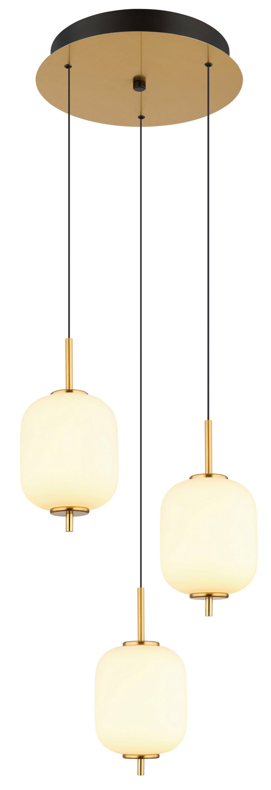 LED FÜGGŐLÁMPA 37,5/220 cm  - fekete/sárgaréz, Konventionell, műanyag/Üveg (37,5/220cm)