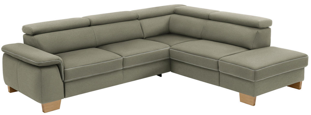 ECKSOFA in Mikrofaser Grün  226/273 cm  - Eichefarben/Beige, LIFESTYLE, Holz/Textil (226/273cm) - Beldomo System