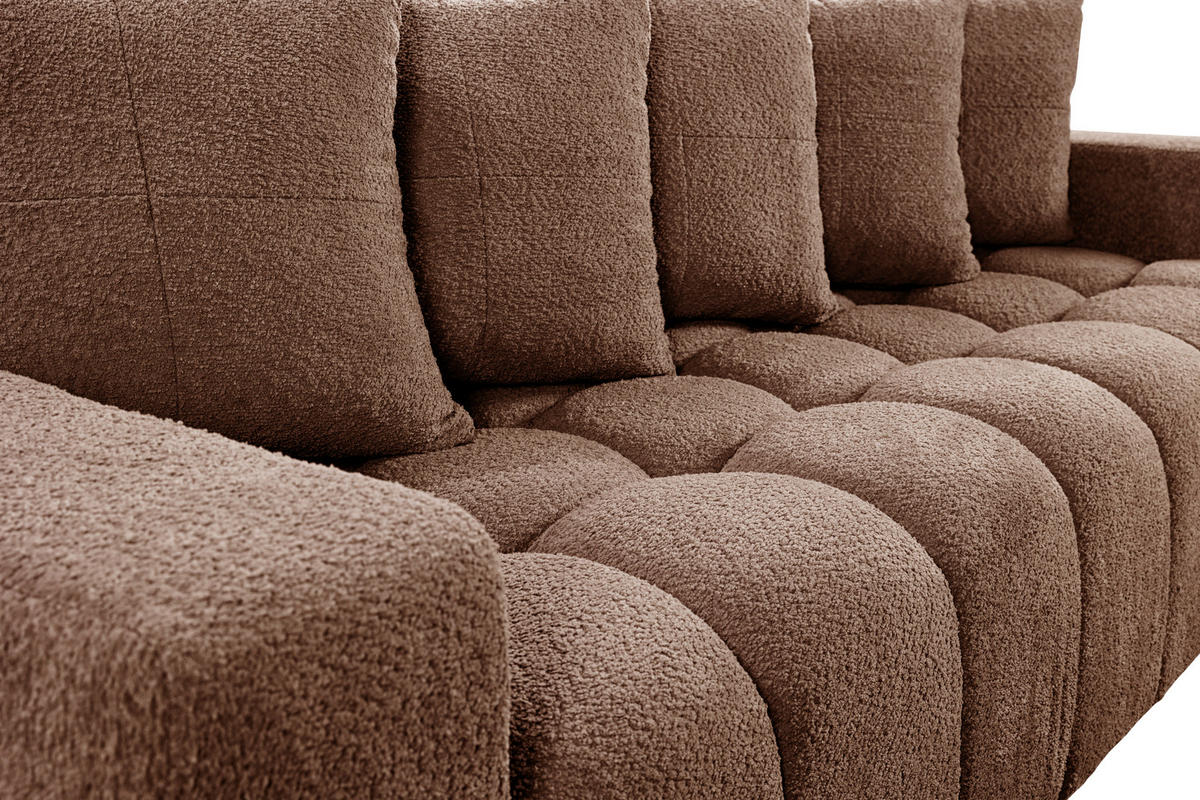 SCHLAFSOFA  mit Liegefunktion, Schlafen auf Sitzhöhe Struktur, Bouclé Altrosa  - Schwarz/Altrosa, Basics, Kunststoff/Textil (250/86/140cm) - Livetastic