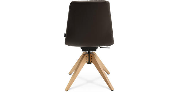 STUHL in Echtleder pigmentiert Holz, Leder - Eichefarben/Braun, Design, Leder/Holz (46/82,5-85,25/55cm) - Johann Jakob