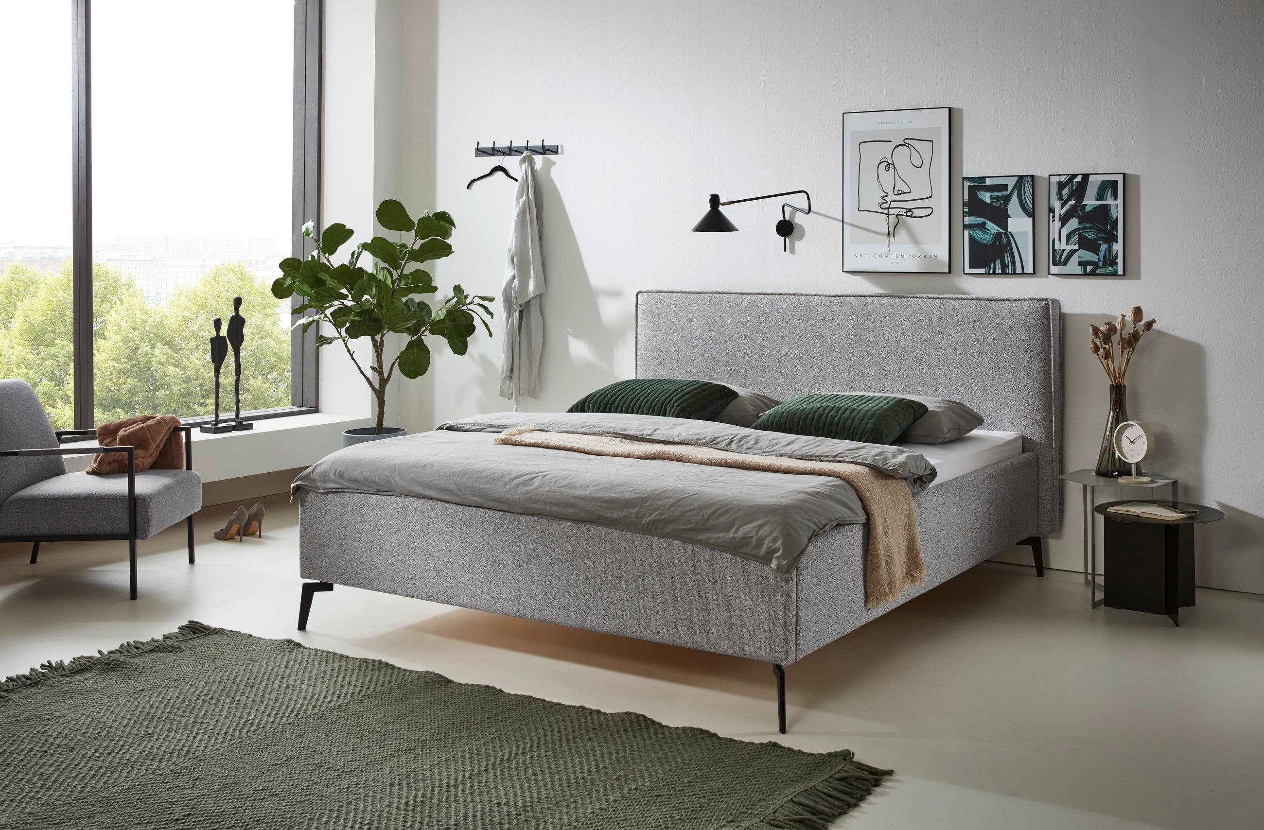 POLSTERBETT 160/200 cm  Grau  - Schwarz/Grau, Design, Textil/Metall (160/200cm) - home24