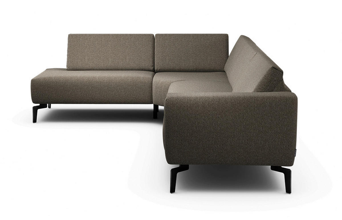 ECKSOFA in Chenille Braun  213/296 cm  - Schwarz/Braun, Design, Textil/Metall (213/296cm) - SENSOO