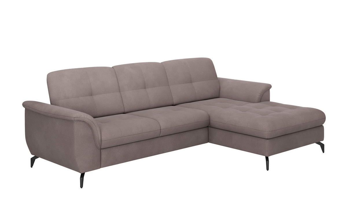 ECKSOFA ZORA E Taupe Flachgewebe  - Taupe/Schwarz, MODERN, Textil/Metall (262/164cm) - Sit & More