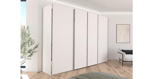 SCHWEBETÜRENSCHRANK 316/235/68 cm 4-türig Weiß  - Chromfarben/Weiß, Design, Holzwerkstoff/Metall (316/235/68cm) - Novel