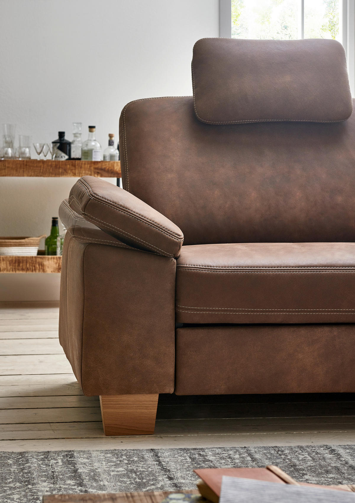 ECKSOFA  in Echtleder Braun  274/235 cm  - Eichefarben/Beige, KONVENTIONELL, Leder/Holzwerkstoff (274/235cm) - Beldomo Premium