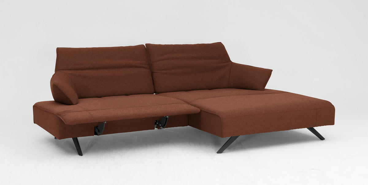 ECKSOFA in Struktur Terracotta  - Anthrazit/Terracotta, Design, Textil/Metall (276/165cm) - Himolla