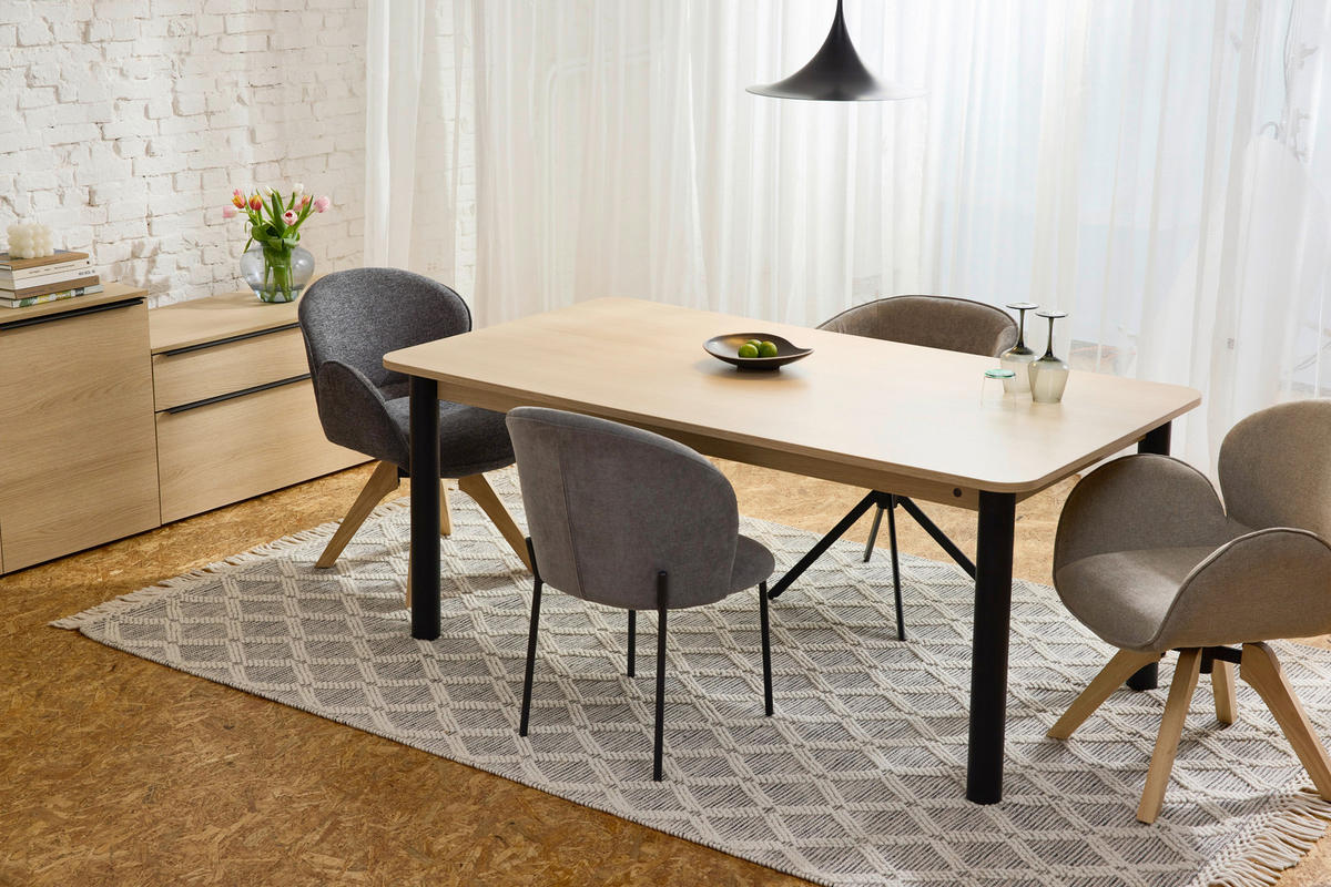 ESSTISCH in Metall, Holzwerkstoff 180/100/76 cm   - Hellbraun/Schwarz, Natur, Holzwerkstoff/Metall (180/100/76cm) - Tom Tailor