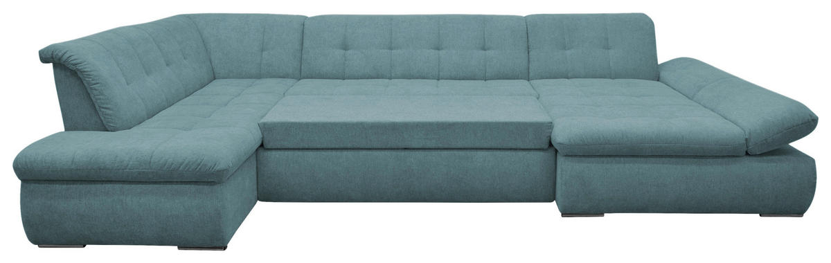 WOHNLANDSCHAFT in Mikrofaser Petrol  - Chromfarben/Petrol, KONVENTIONELL, Textil/Metall (216/353/172cm) - MID.YOU