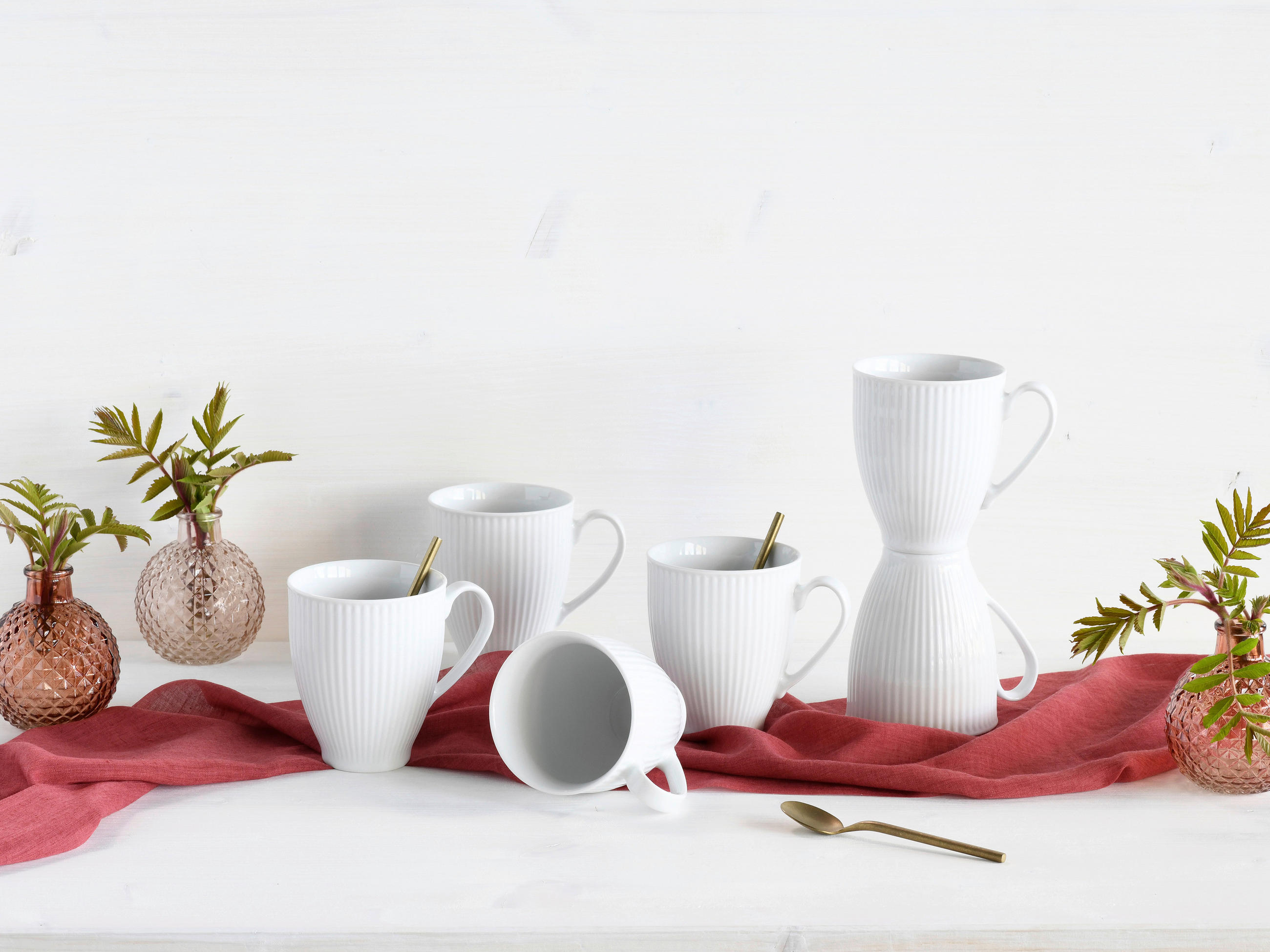 KAFFEEBECHERSET Valencia 6-teilig  - Weiß, Design, Keramik - Creatable