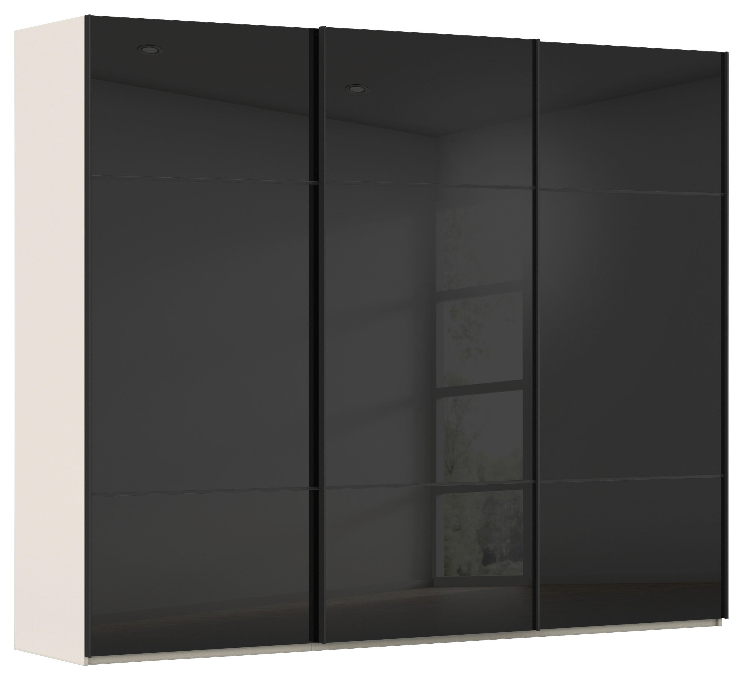 SCHWEBETÜRENSCHRANK Schwarz, Champagner  - Champagner/Schwarz, Konventionell, Glas/Holzwerkstoff (242/223/68cm) - Novel