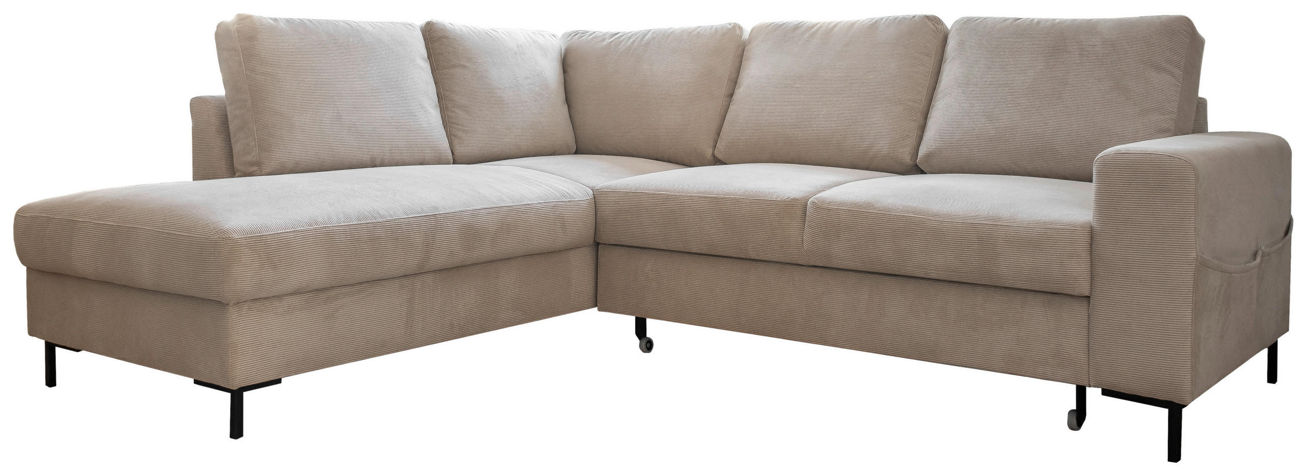 ECKSOFA in Cord Beige  - Beige/Schwarz, Design, Textil/Metall (197/237cm) - MID.YOU