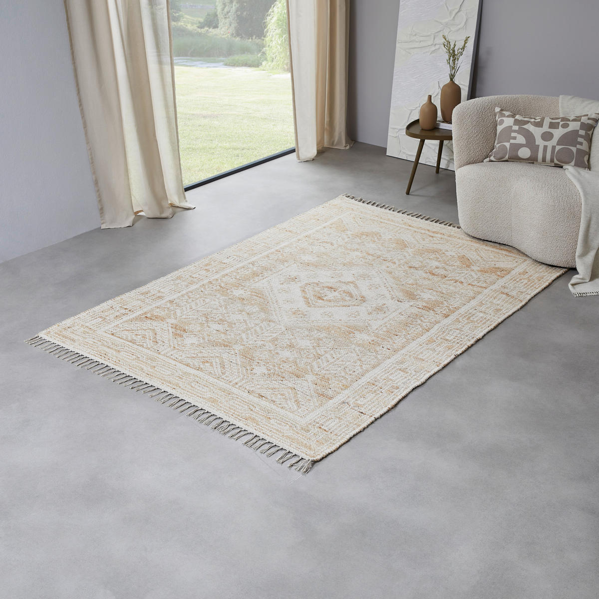 JUTOVÝ KOBEREC, 130/190 cm prírodná farba, béžová - prírodná farba/béžová, Natur, textil (130/190cm) - Linea Natura