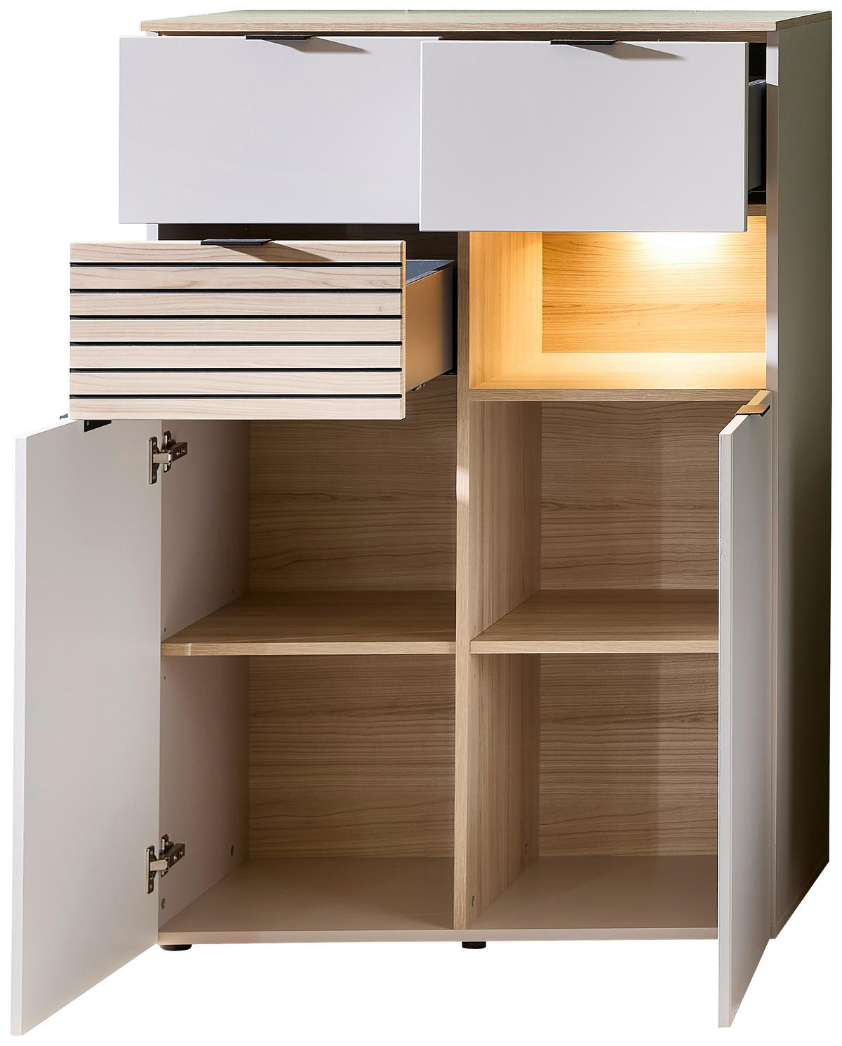 FÉLMAGAS SZEKRÉNY 84/125/45 cm  - fekete/kasmír, Modern, faalapú anyag/fém (84/125/45cm) - Hom`in