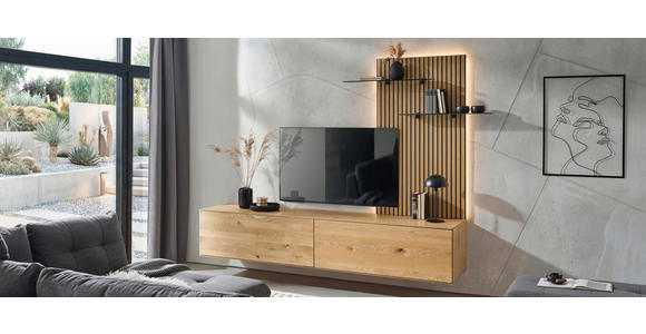 WOHNWAND 2-teilig  in Eichefarben  242/160/50 cm  - Eichefarben, Design, Glas/Holz (242/160/50cm) - Dieter Knoll