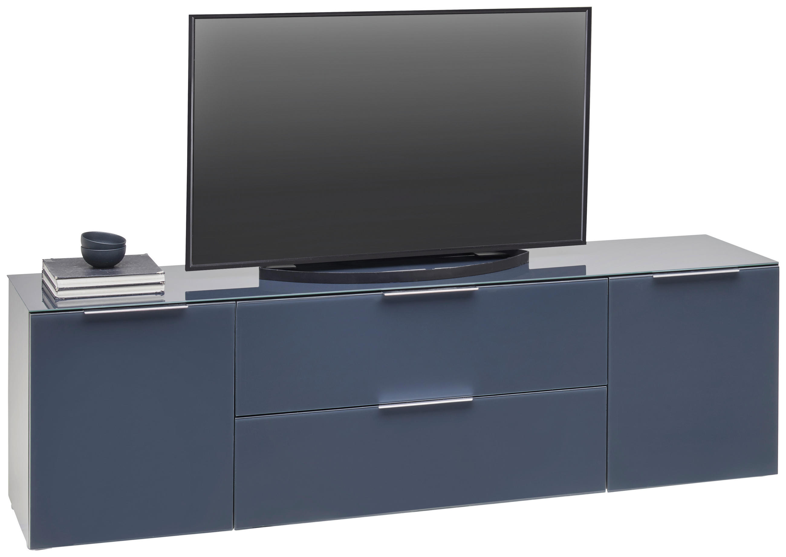 LOWBOARD  in 180/54/42 cm  - Anthrazit/Alufarben, Design, Glas/Holzwerkstoff (180/54/42cm) - Voleo