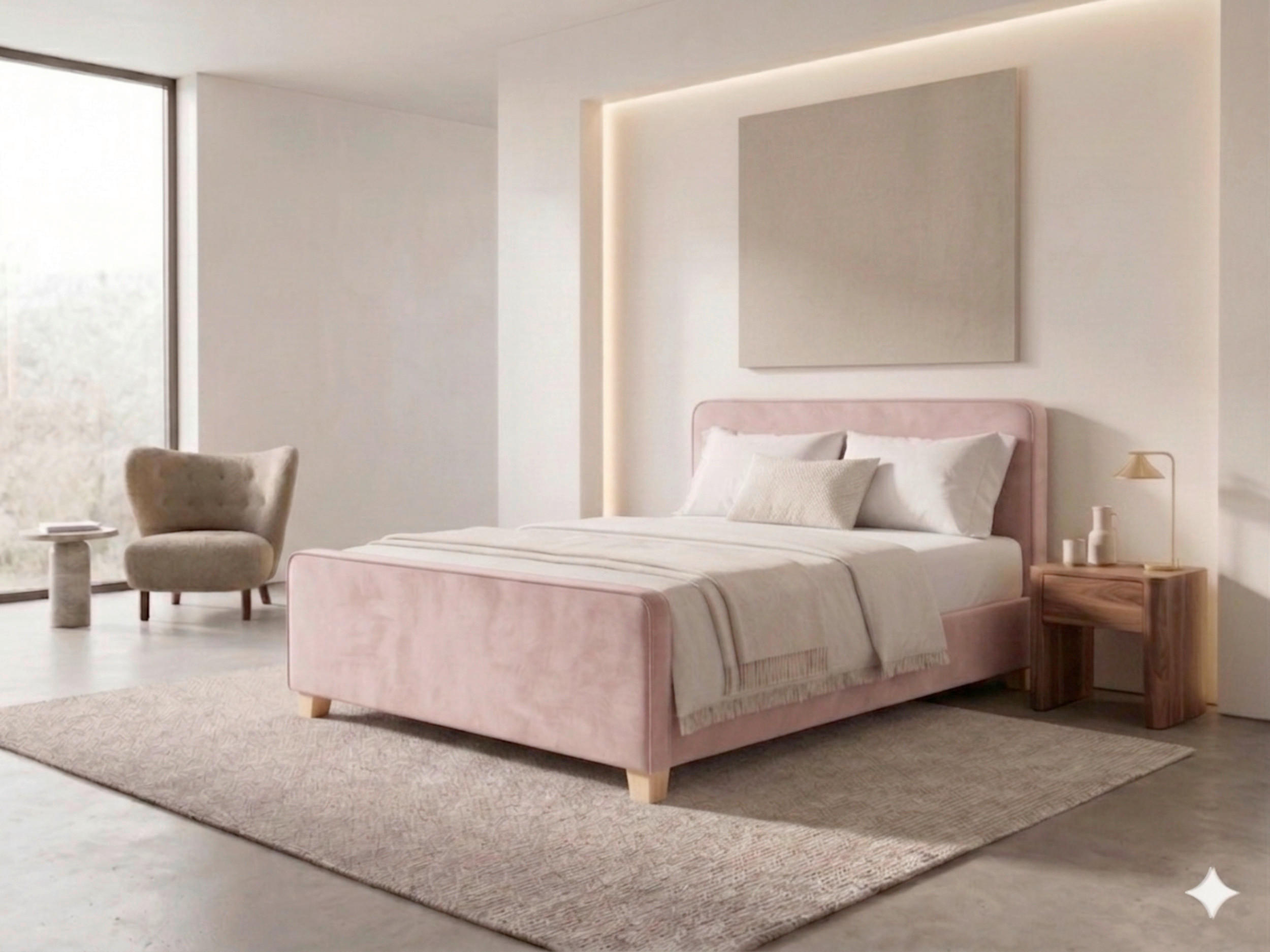 BOXBETT 160/200 cm,  in Rosa, Bettkasten, Topper, H3 = fest  - Kernbuche/Rosa, MODERN, Holz/Textil (160/200cm) - MID.YOU