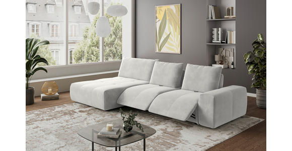 ECKSOFA in Velours Hellgrau  - Hellgrau/Schwarz, Design, Kunststoff/Textil (174/342cm) - Xora